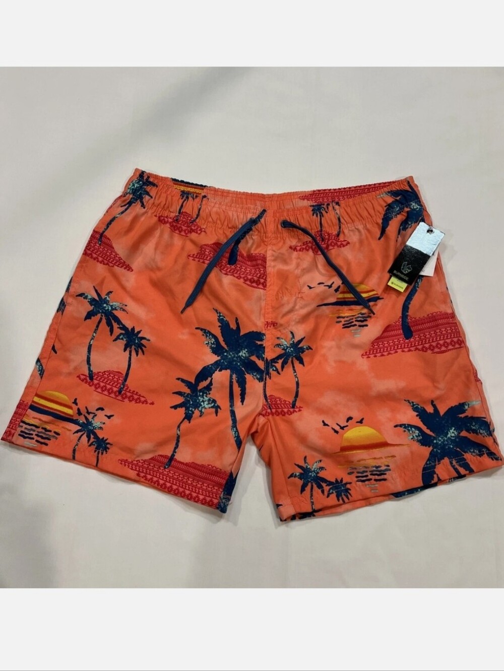Burnside Men's XL Orange Palm-Print Swim Trunks - New